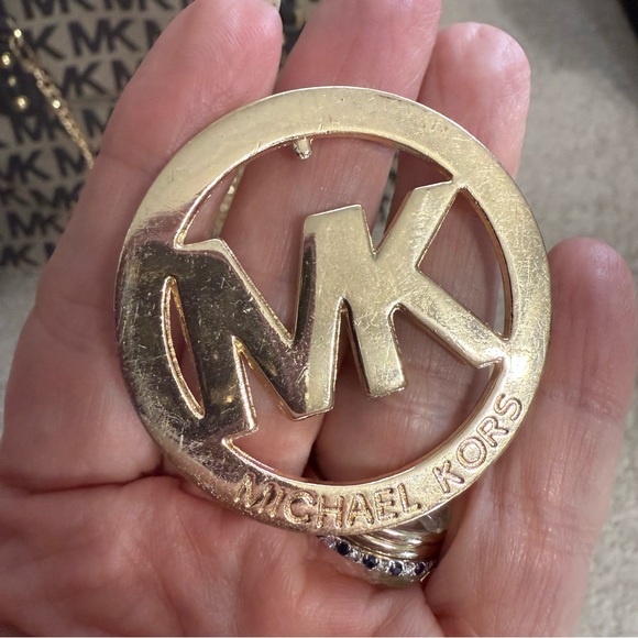 Michael Kors Logo Satchel Bundle with inspired necklace, mousepad, car coasters - Picture 15 of 16